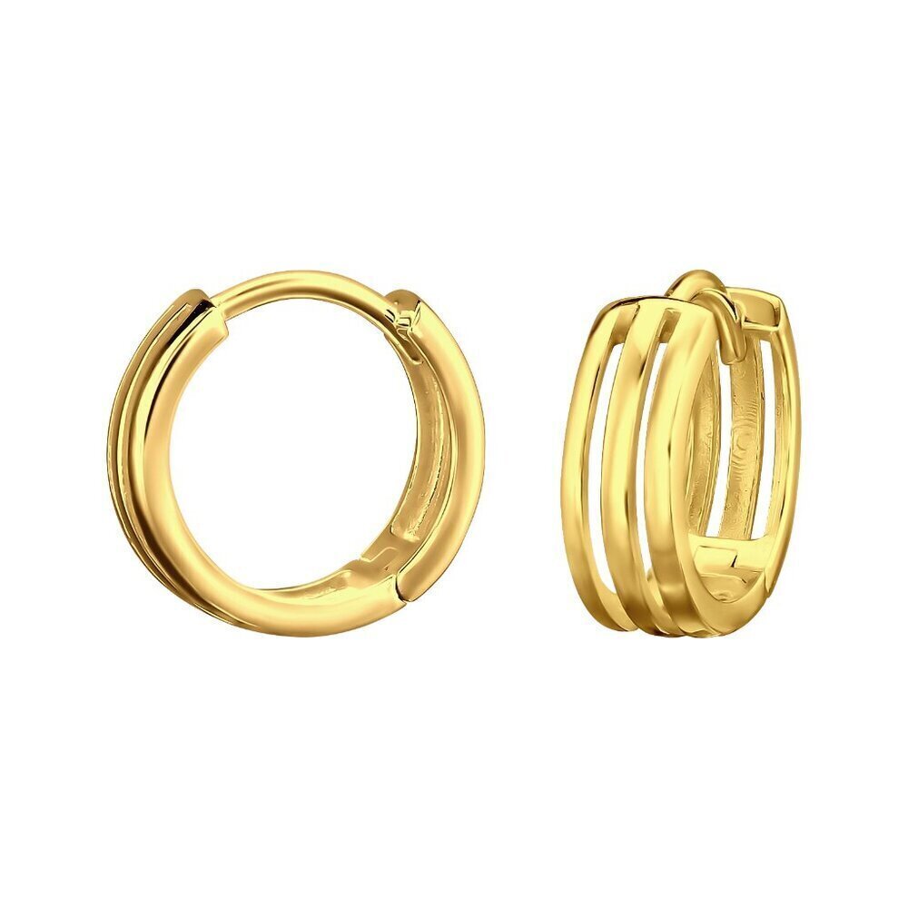14K Gold Vermeil Triple Line Huggie Hoops | 12mm